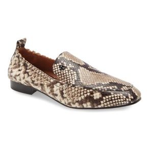 Tory Burch Kira Snake Embossed Leather Stretch Travel Loafers - Warm Roccia sz 8